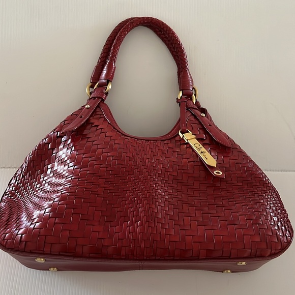 Cole Haan Handbags - NWOT Cole Haan Limited Edition Red Hand Woven Genevieve Small Triangle Tote
